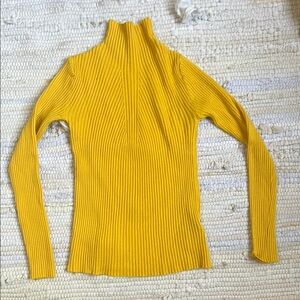 Yellow Ribbed Turtleneck Sweater